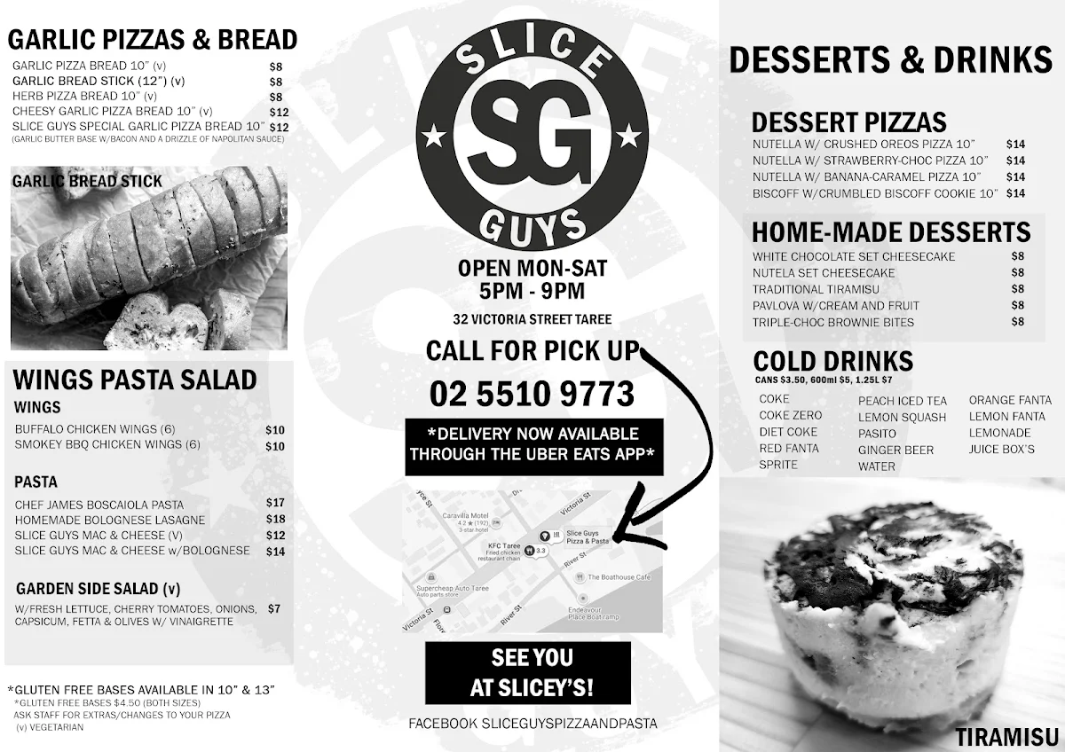 Menu, Slice Guys Pizza & Pasta