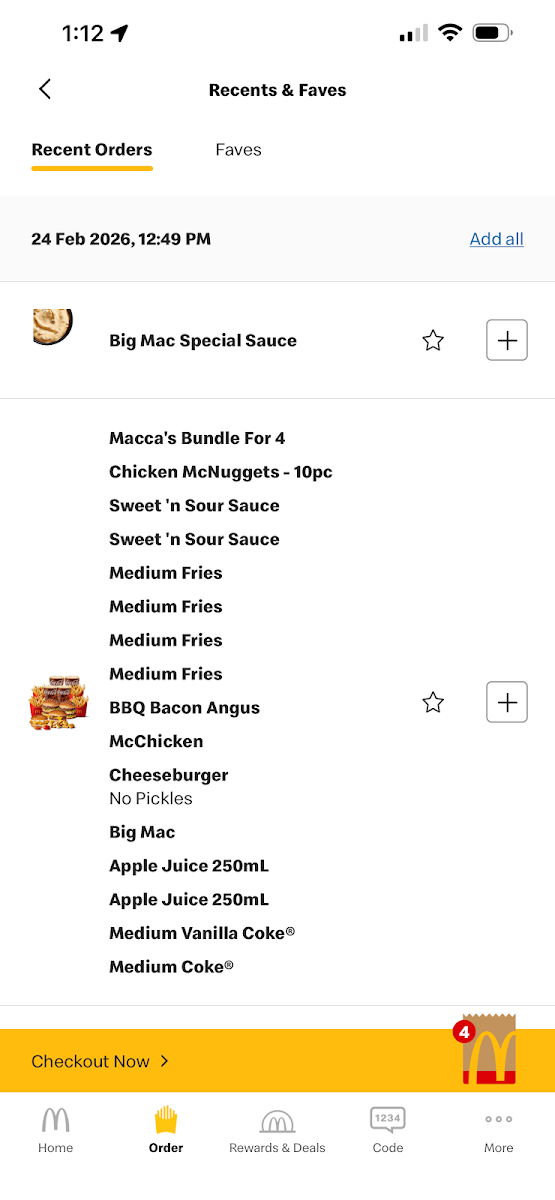 Menu, McDonald's Oran Park