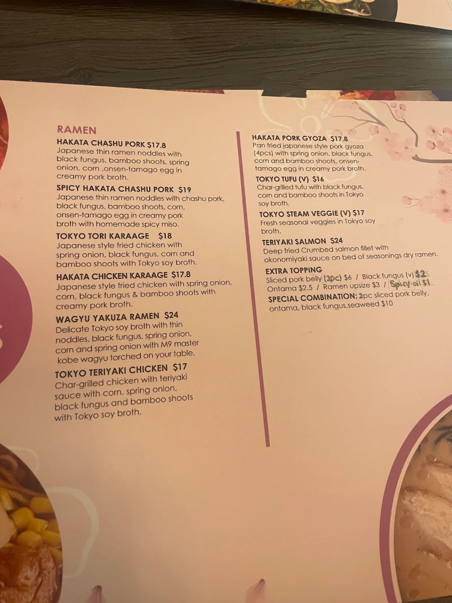 Menu, Hana Japanese Restaurant