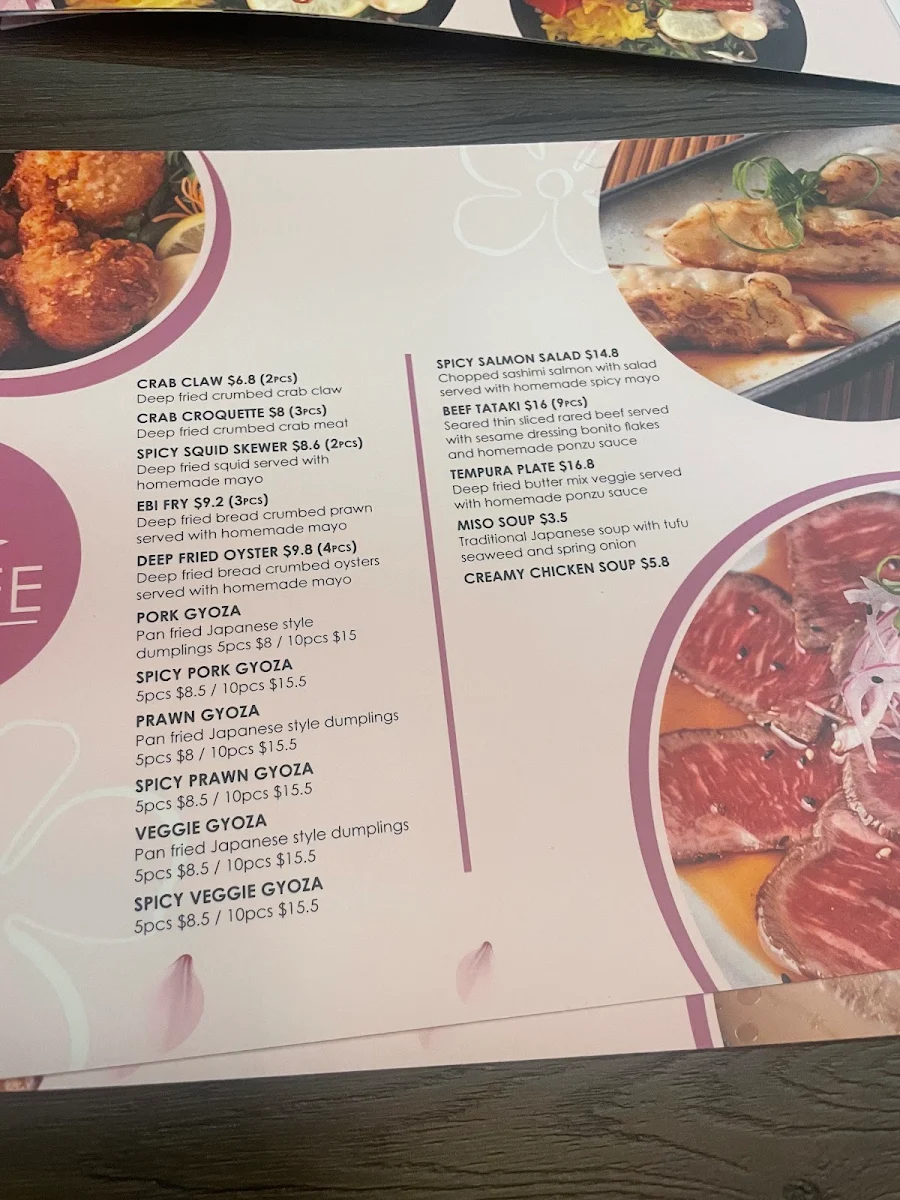 Menu, Hana Japanese Restaurant