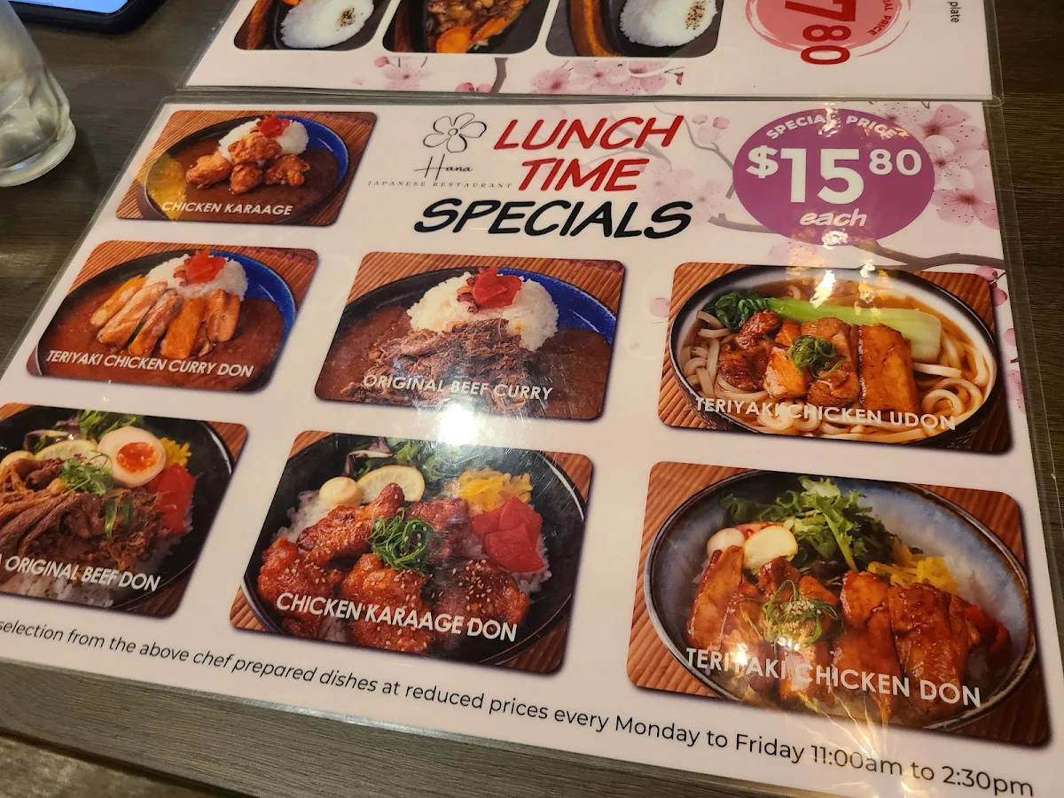 Menu, Hana Japanese Restaurant