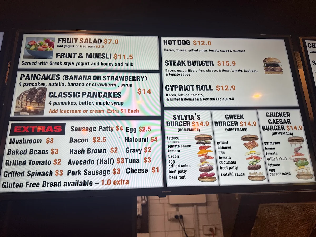 Menu, Sylvia’s Café