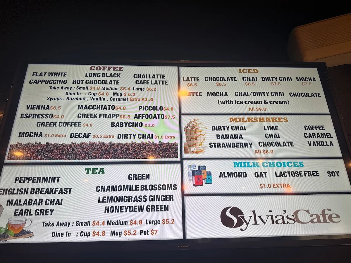 Menu, Sylvia’s Café