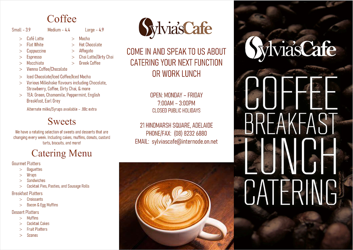 Menu, Sylvia’s Café