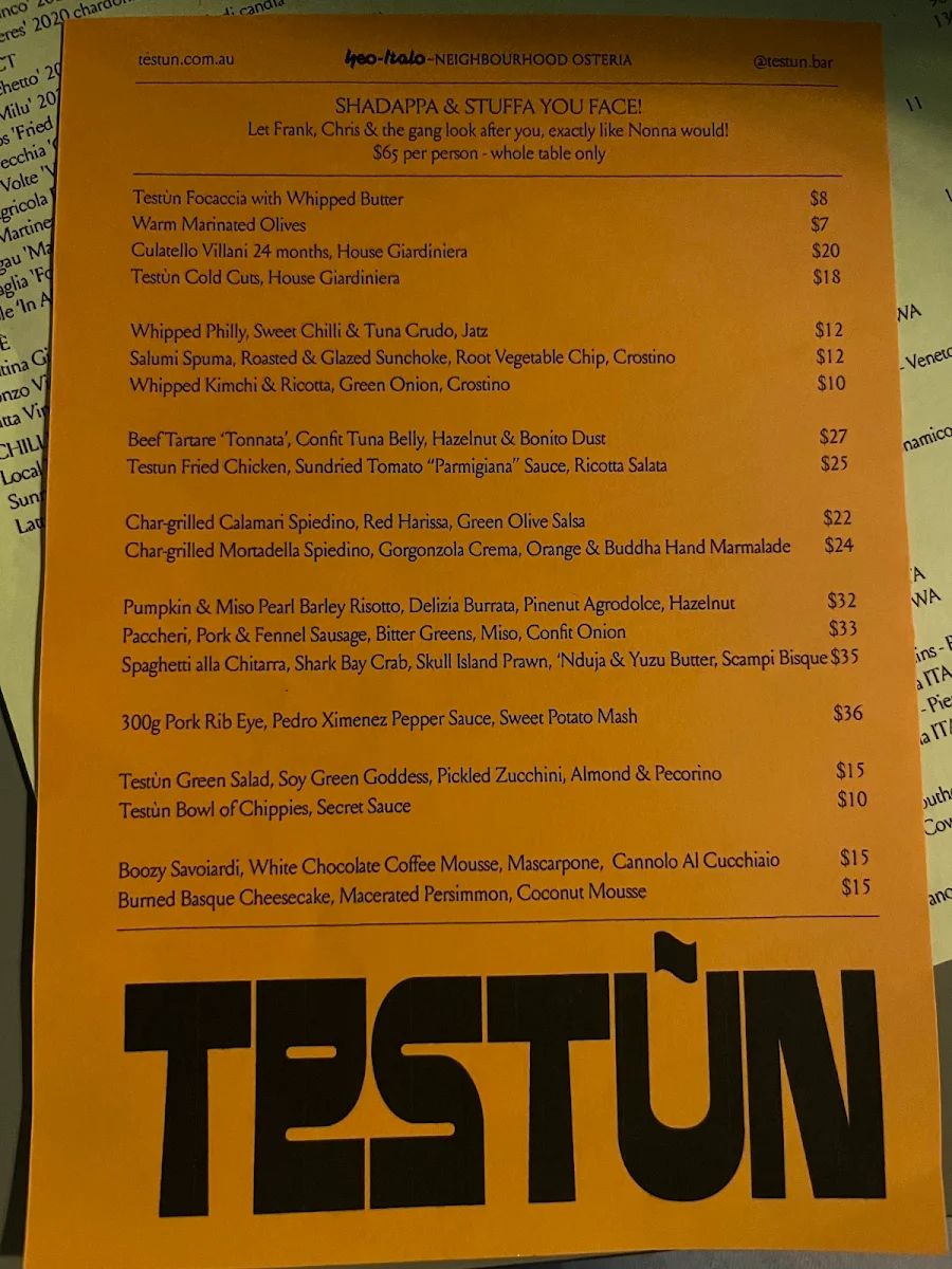 Menu, Testun Bar