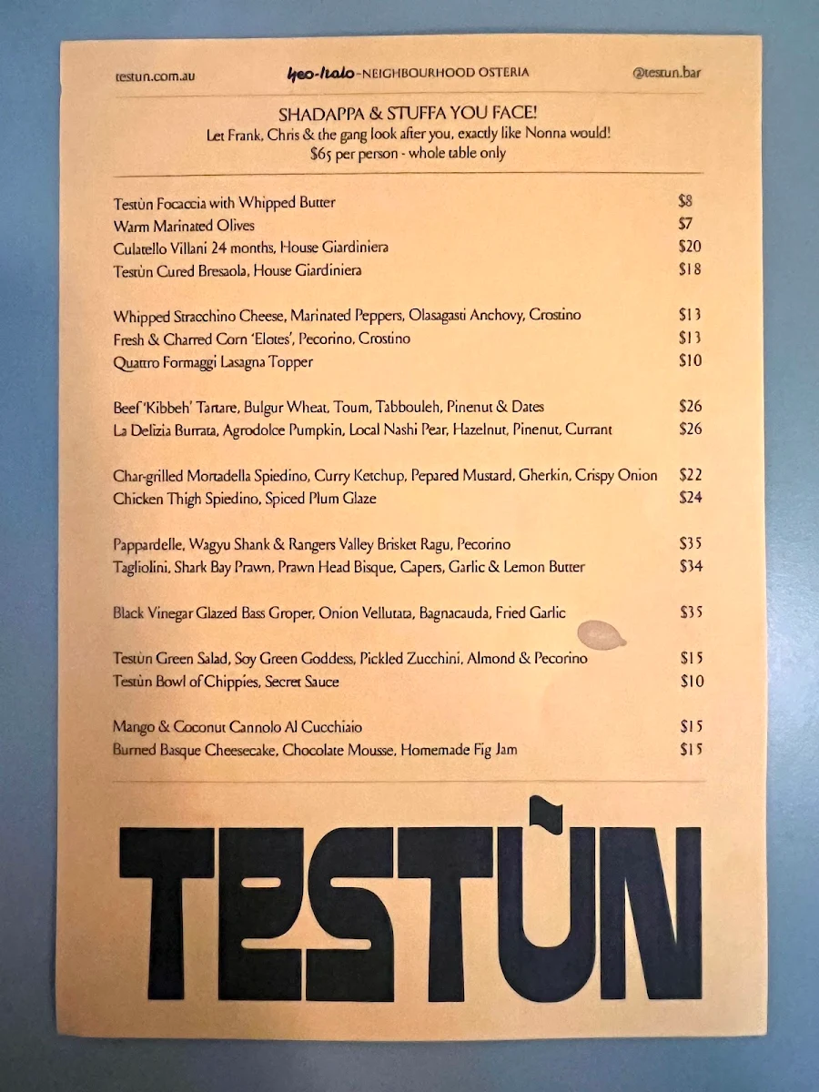 Menu, Testun Bar
