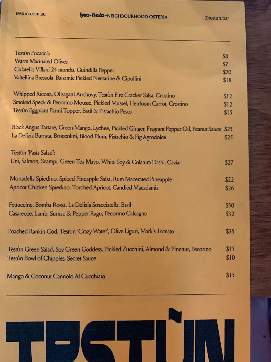 Menu, Testun Bar
