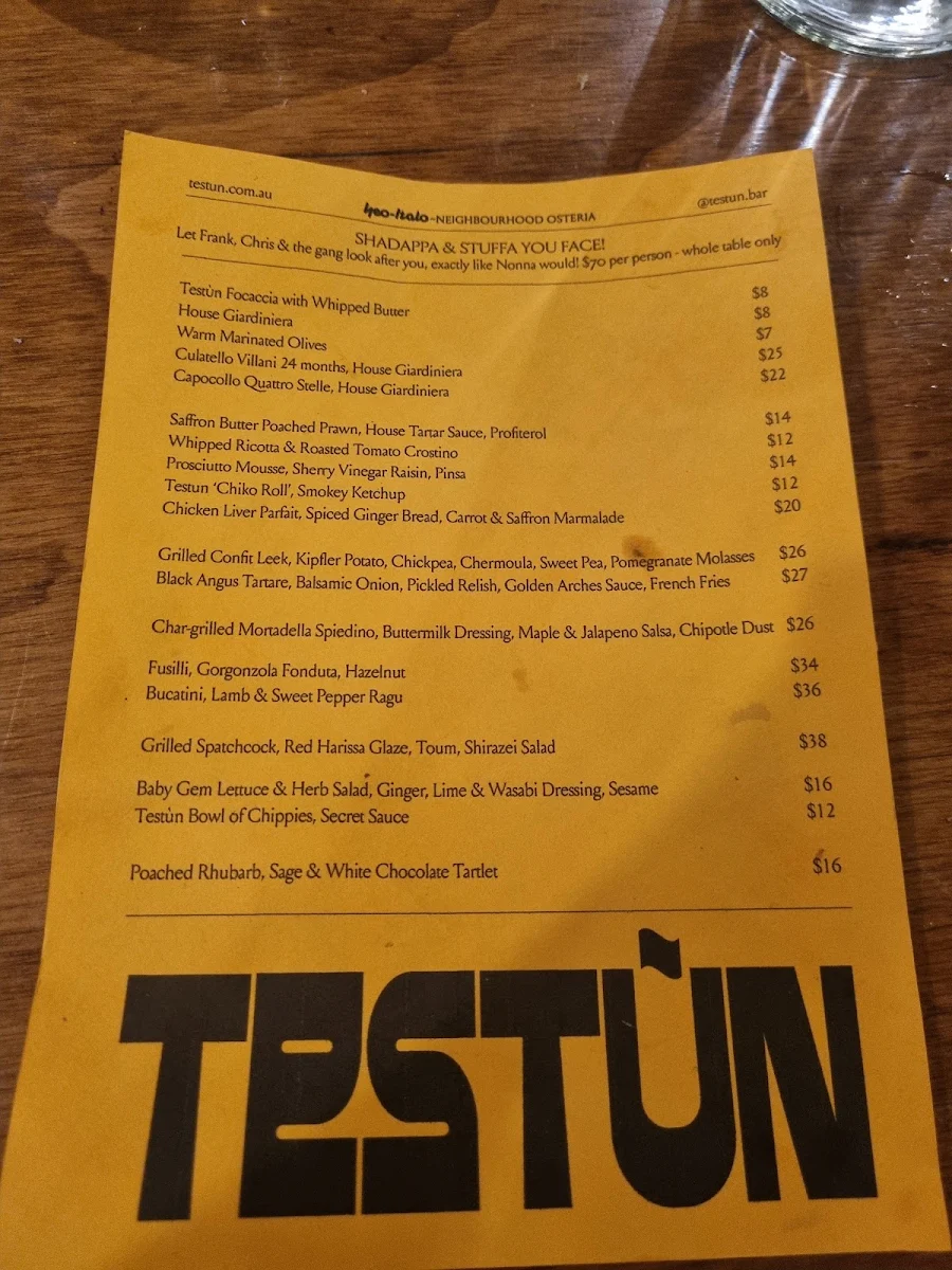 Menu, Testun Bar