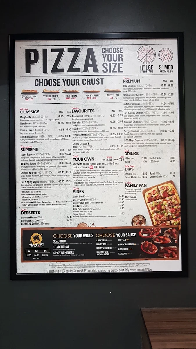Menu, Pizza Hut Liverpool
