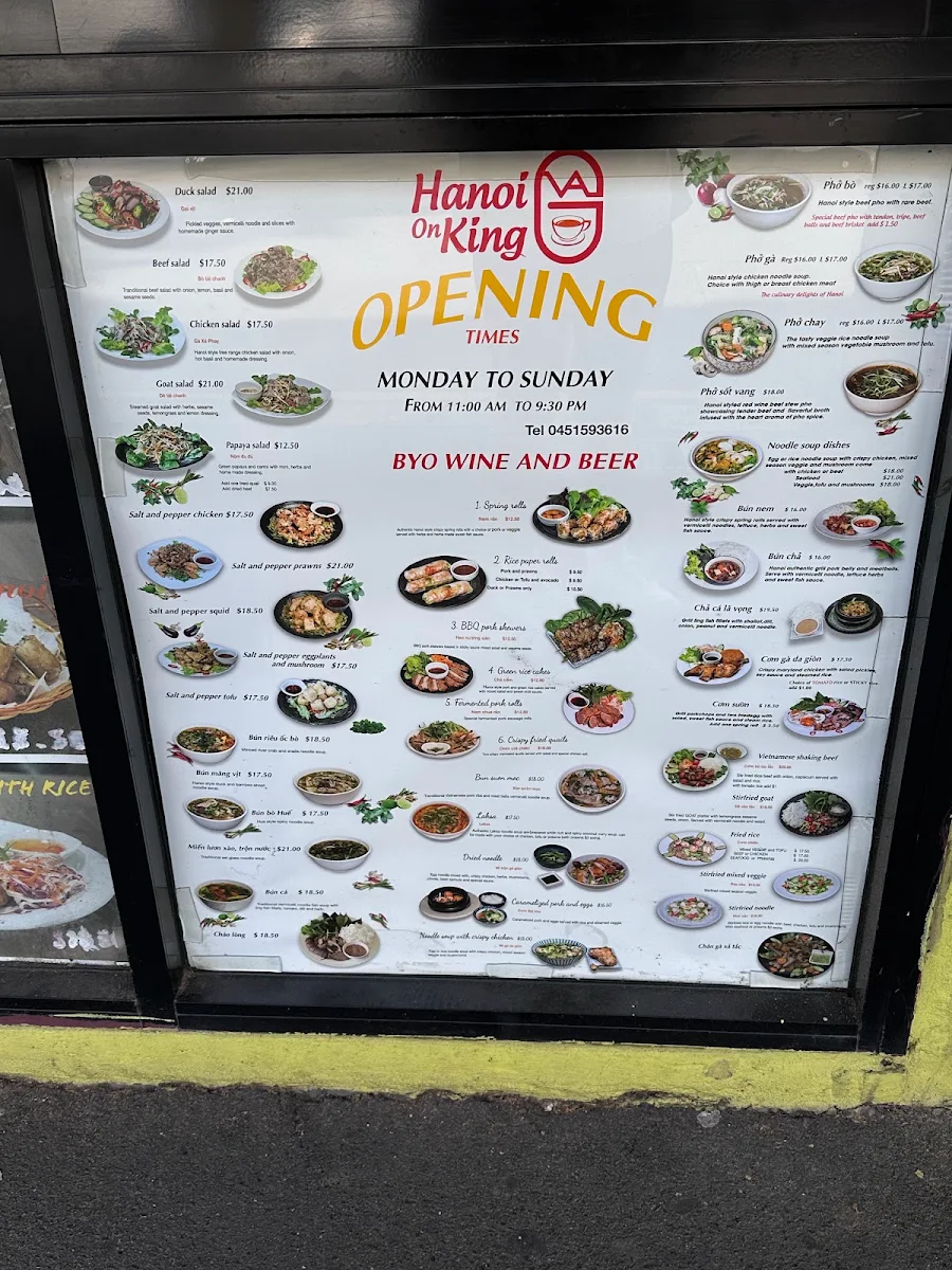 Menu, Hanoi on King Newtown