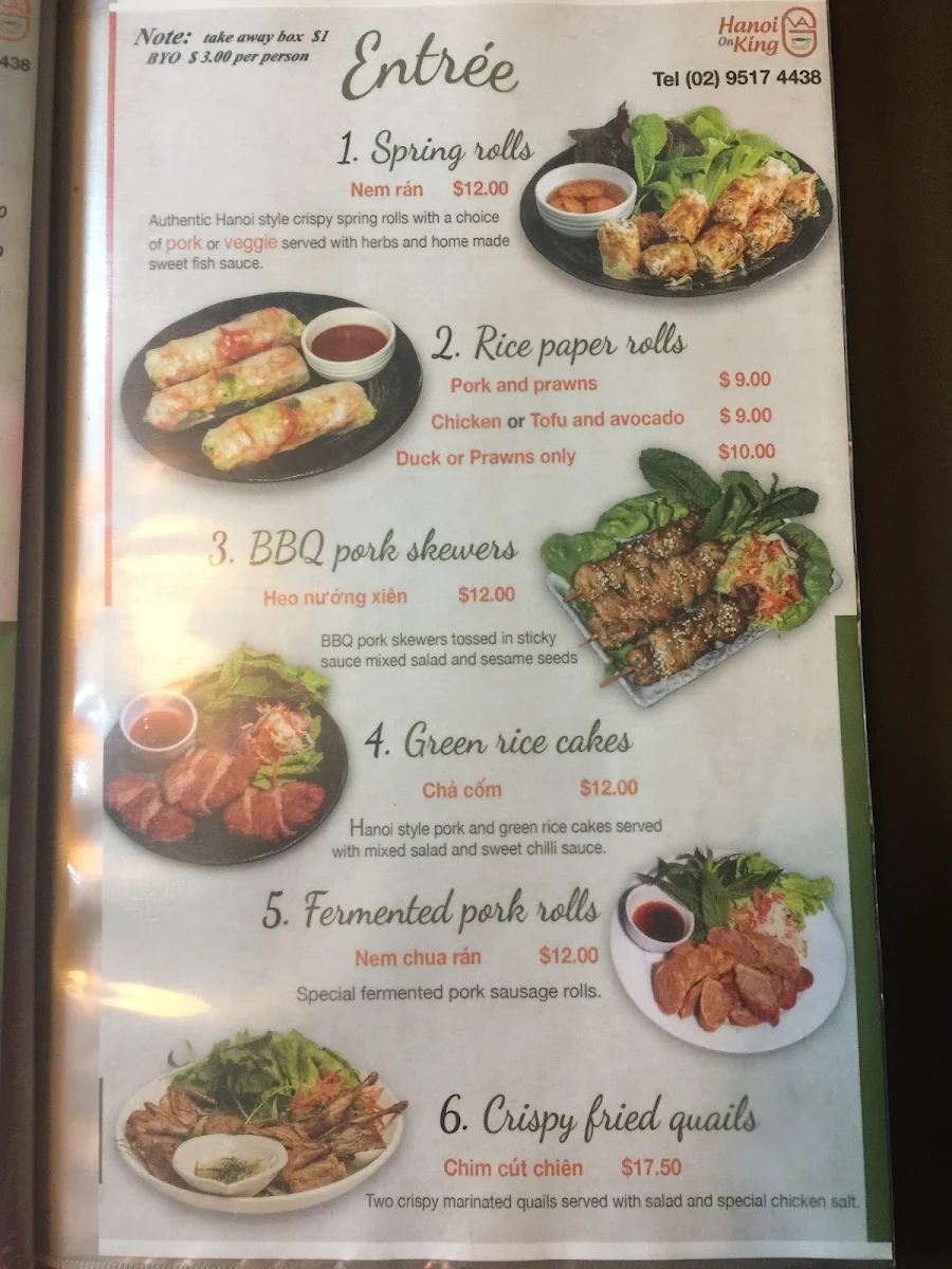 Menu, Hanoi on King Newtown