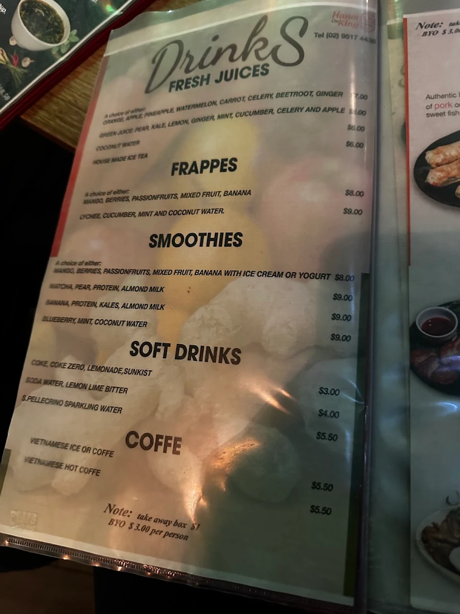 Menu, Hanoi on King Newtown