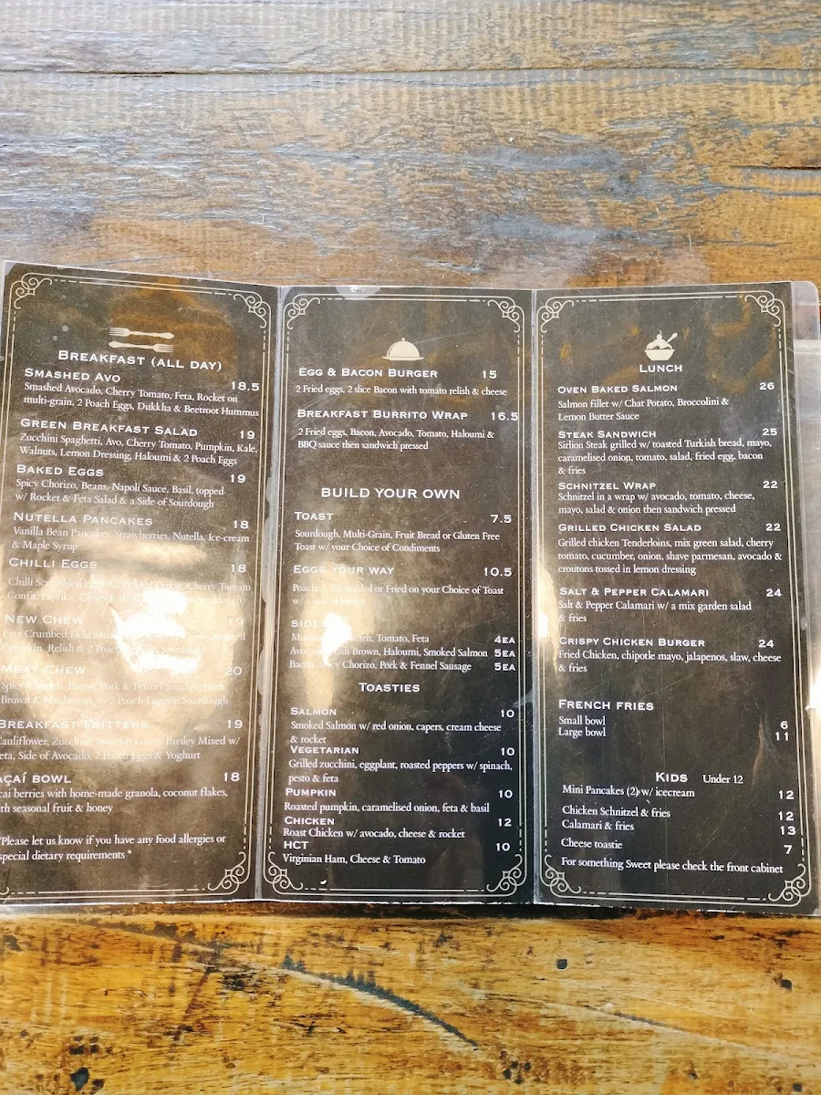 Menu, Chew Chew Cafe