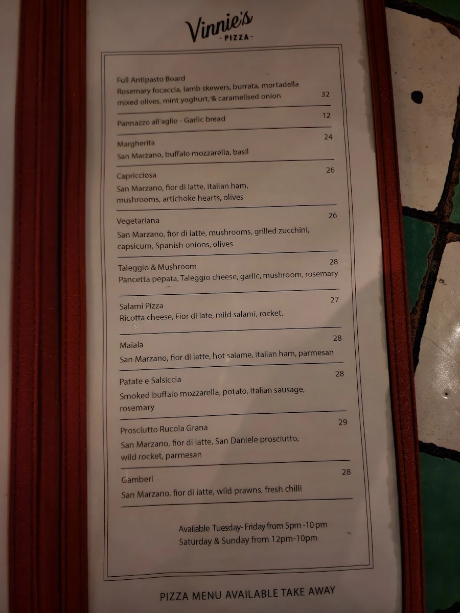 Menu, The Beresford