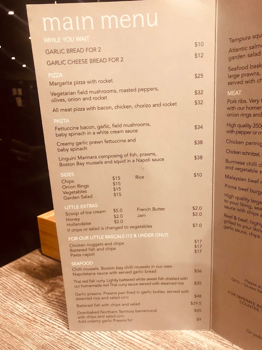 Menu, Purple Goat Café