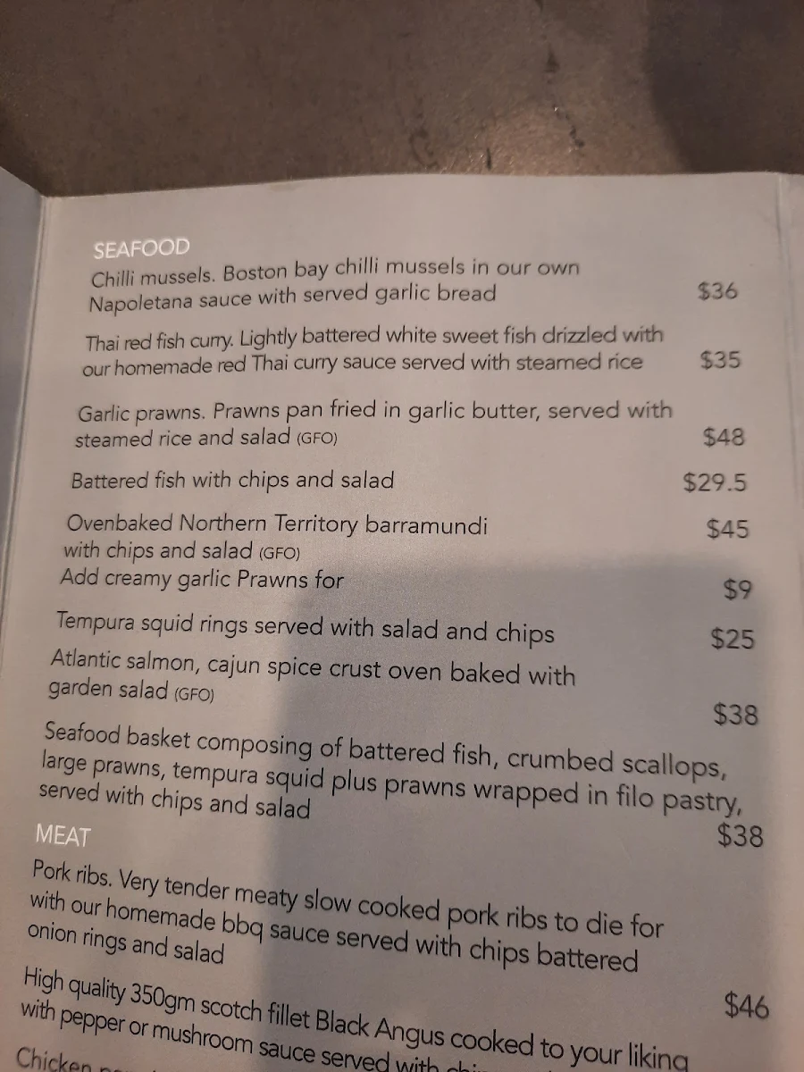 Menu, Purple Goat Café