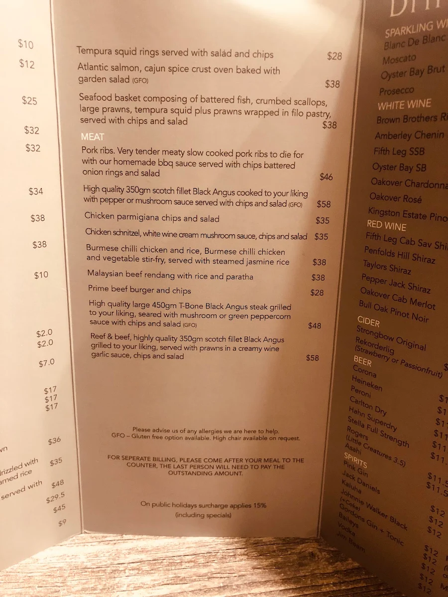Menu, Purple Goat Café