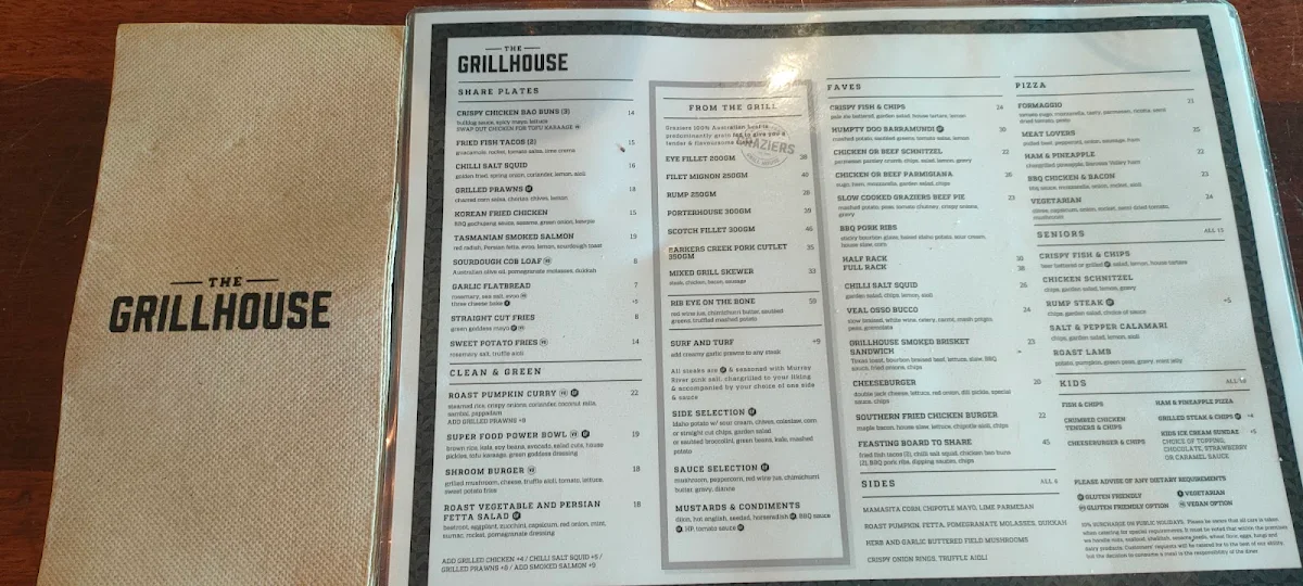 Menu, Victoria Hotel