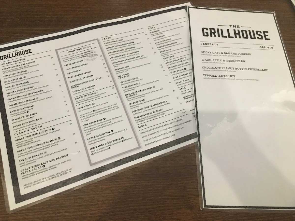 Menu, Victoria Hotel