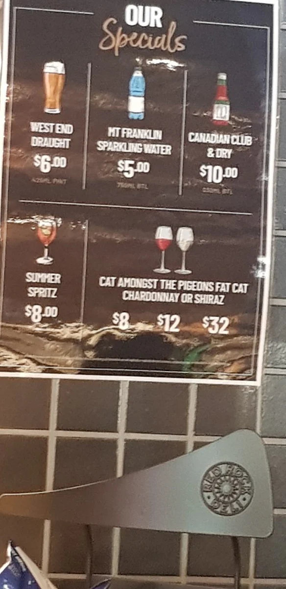 Menu, Victoria Hotel