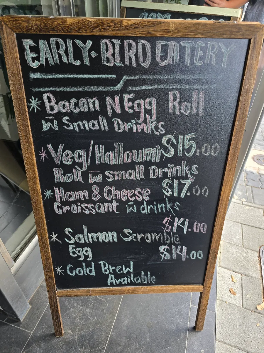 Menu, Early Bird Eatery & Specialty Coffee