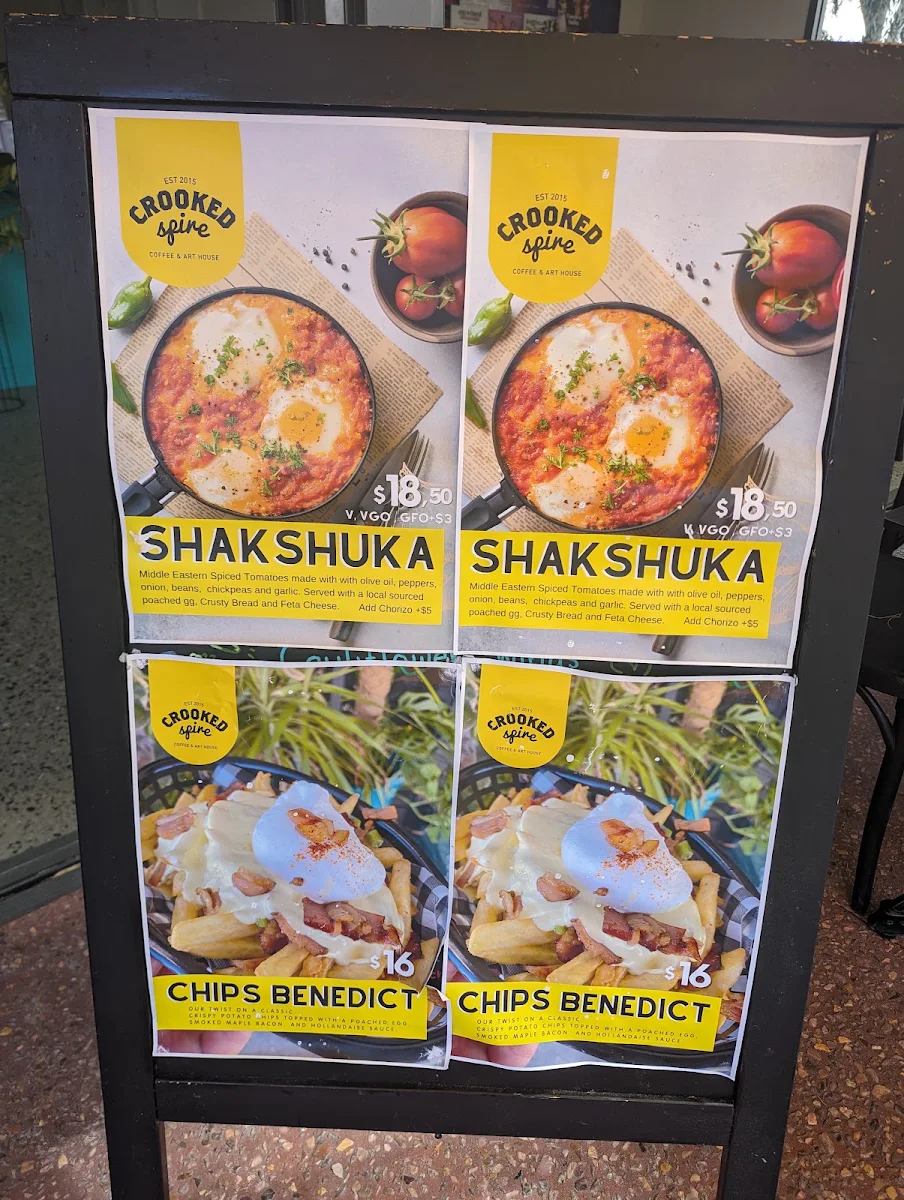 Menu, Crooked Spire Coffee & Art House Henley Brook