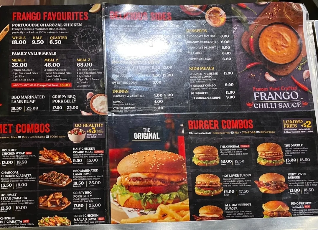 Menu, Frango Kent Street