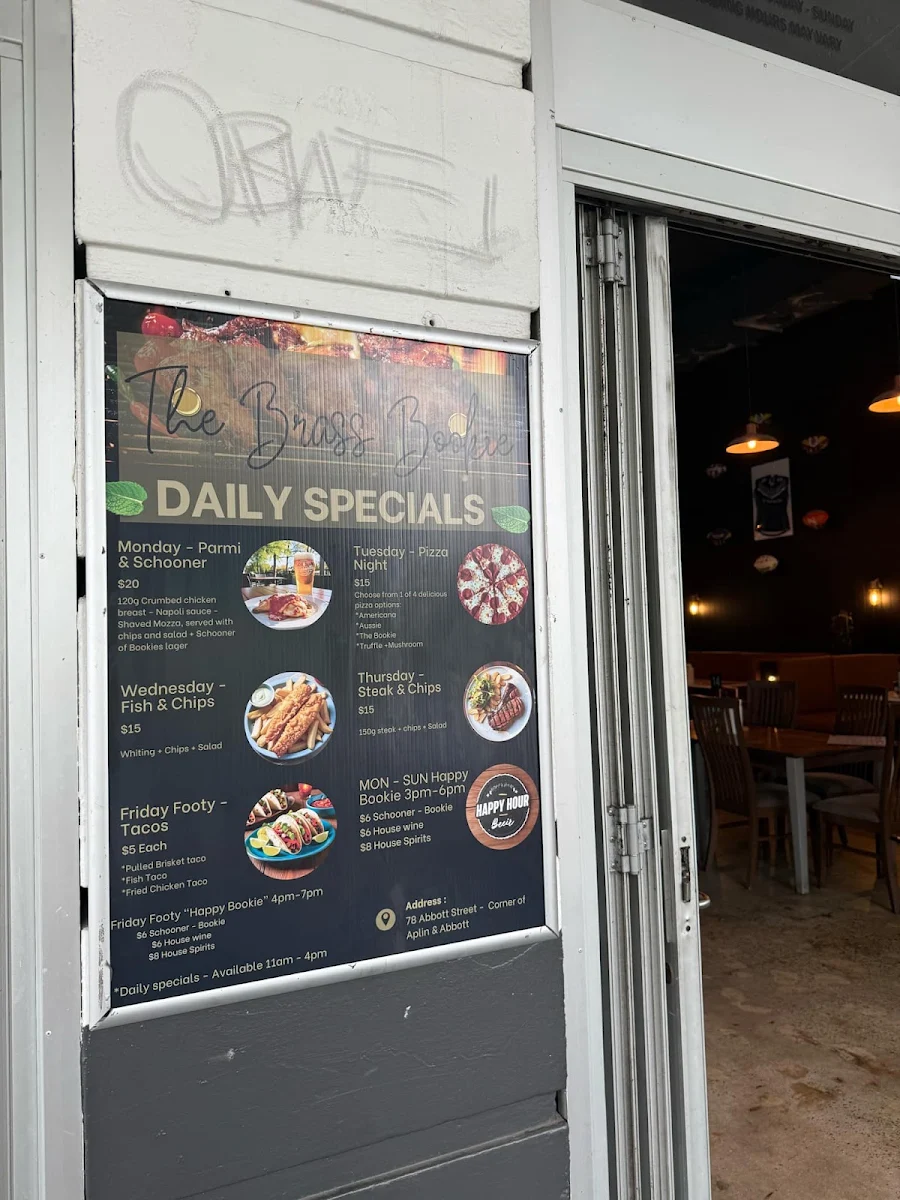 Menu, The Brass Bookie