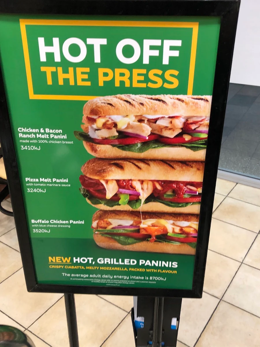 Menu, Subway