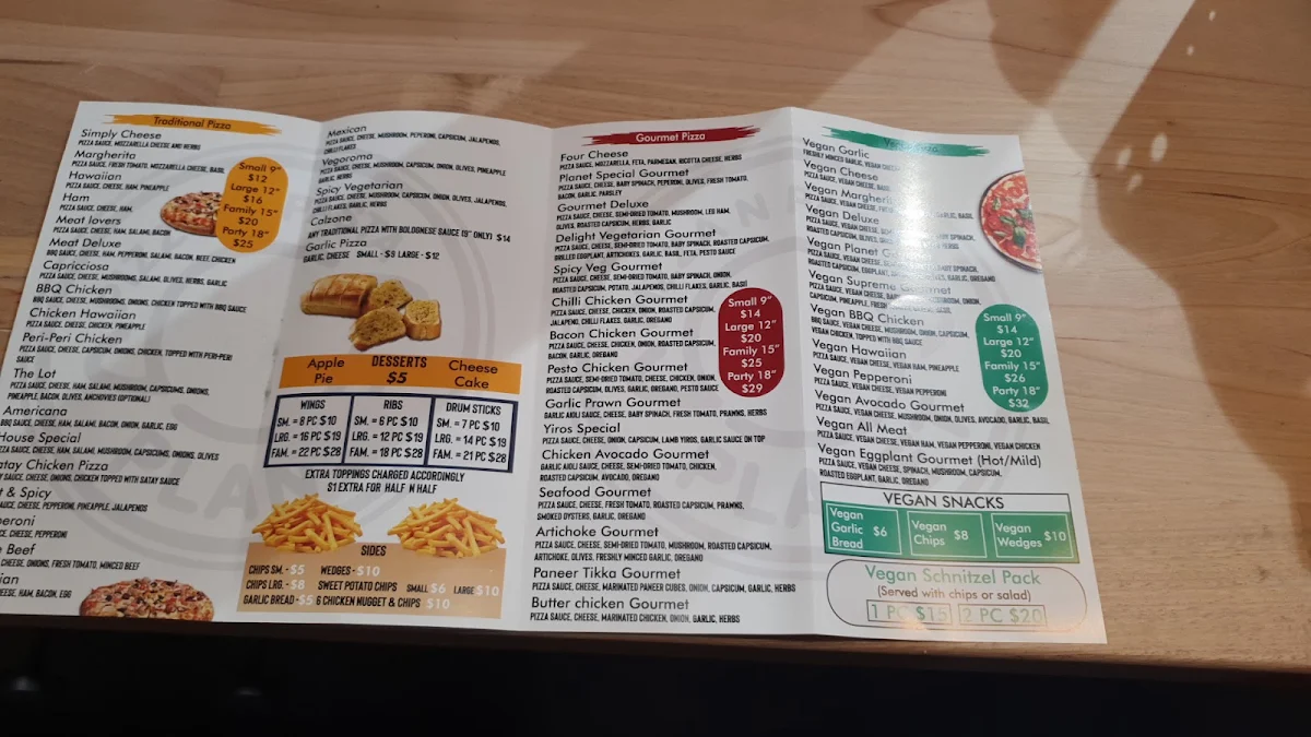 Menu, Pizza N Pasta Planet