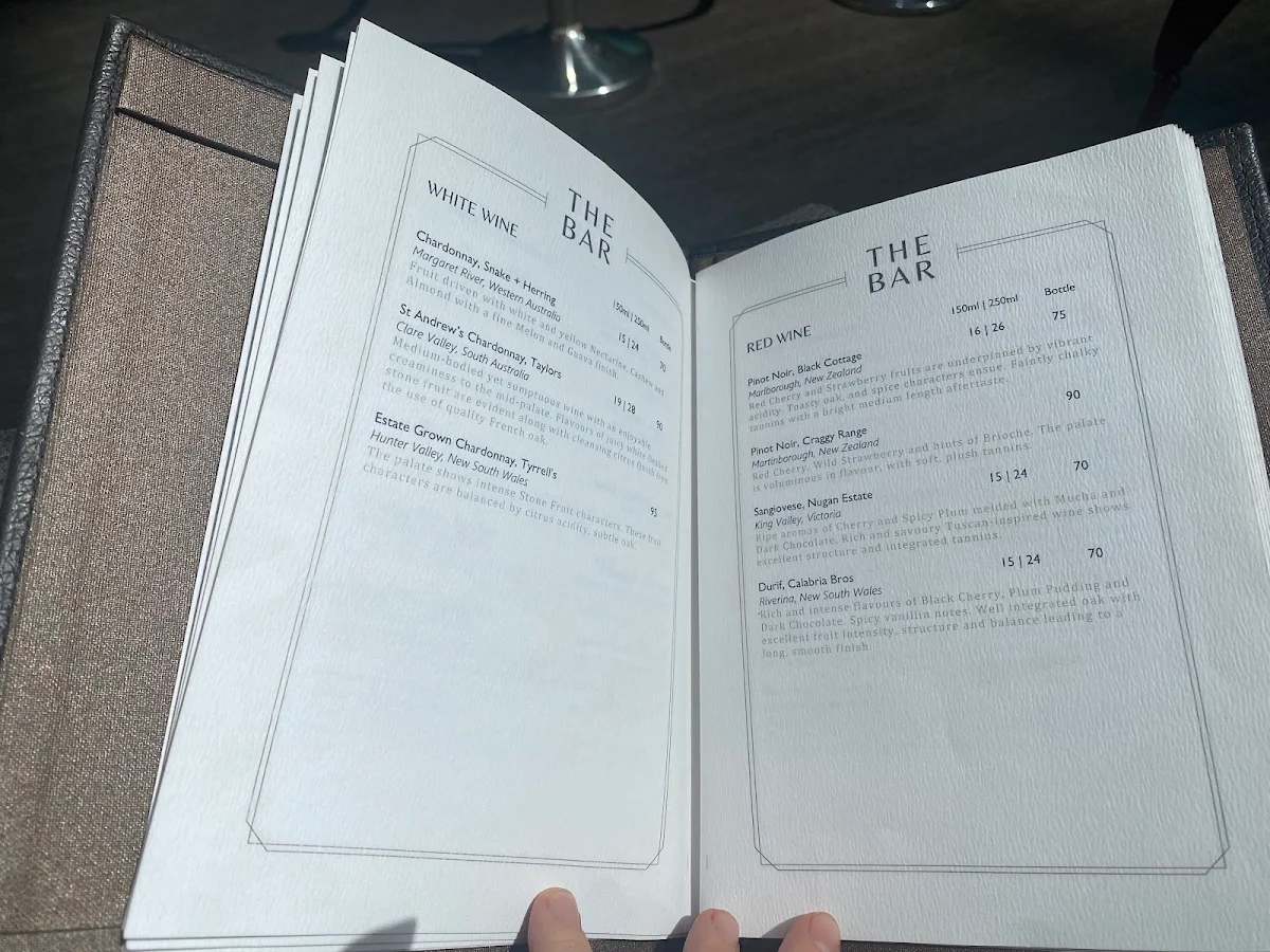 Menu, The Bar