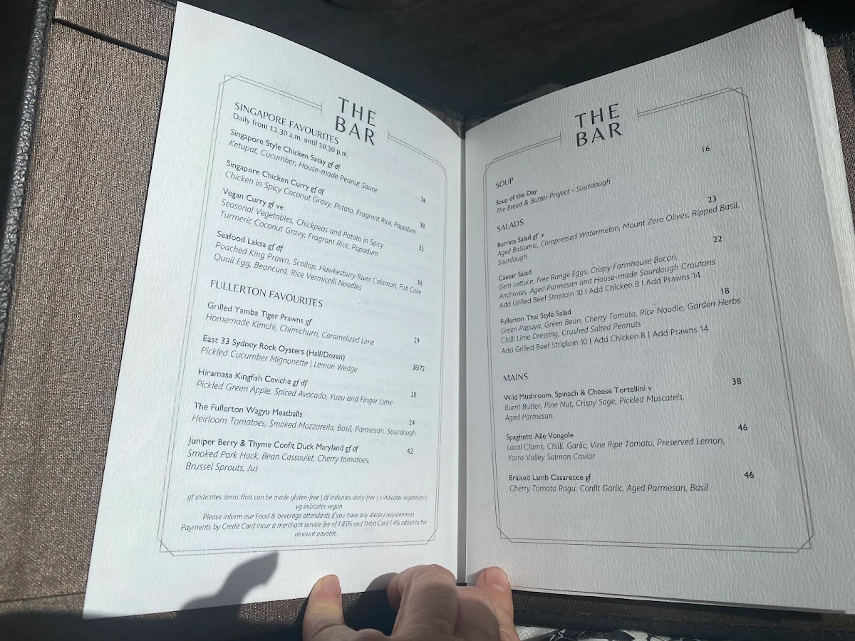 Menu, The Bar
