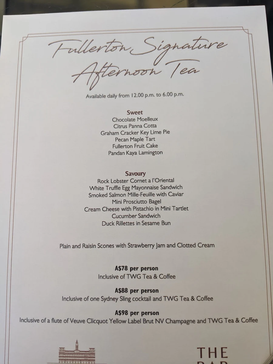 Menu, The Bar