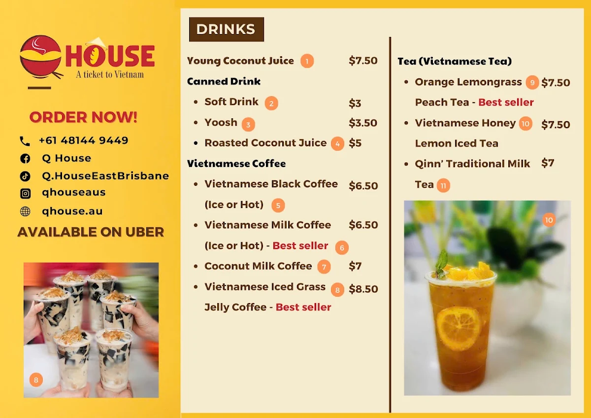 Menu, Q House - A Ticket to Viet Nam