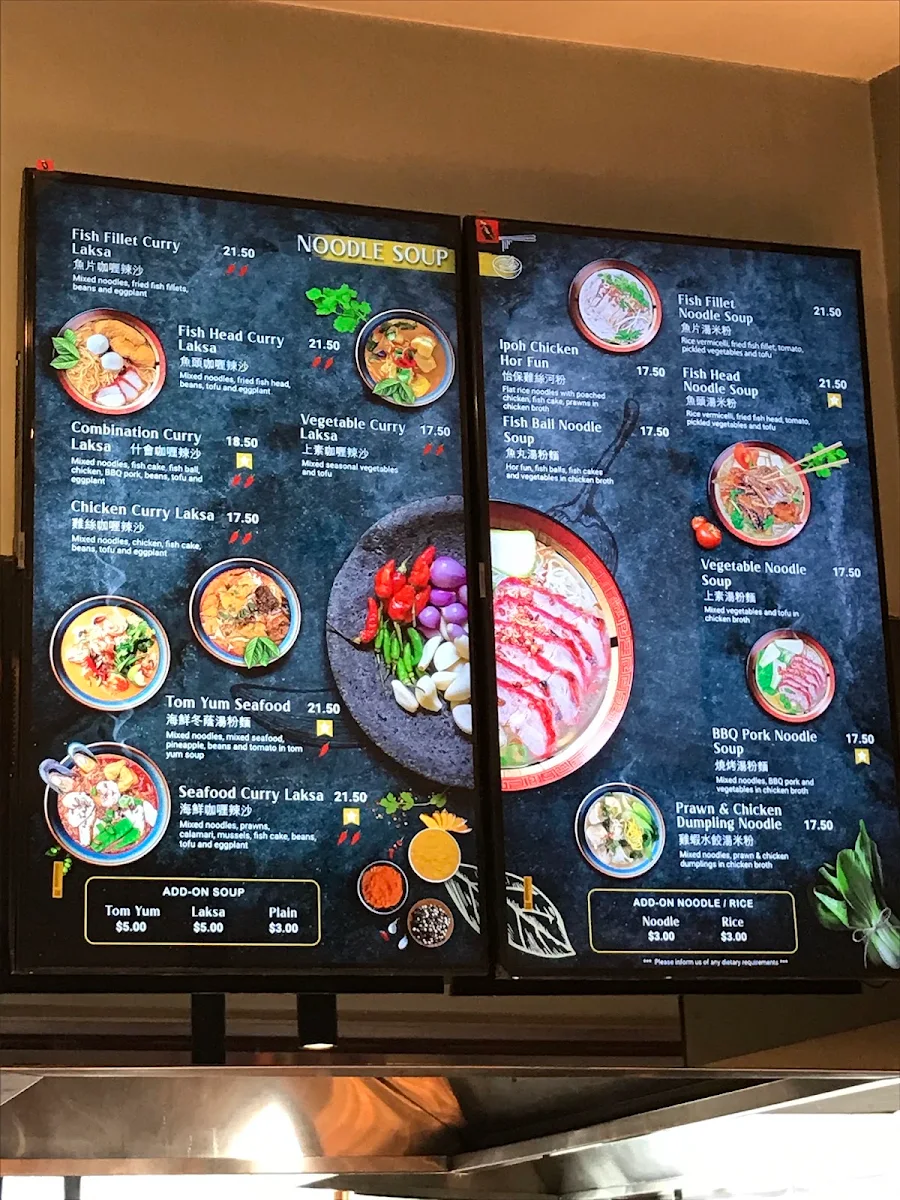 Menu, Canton Malay Cuisine