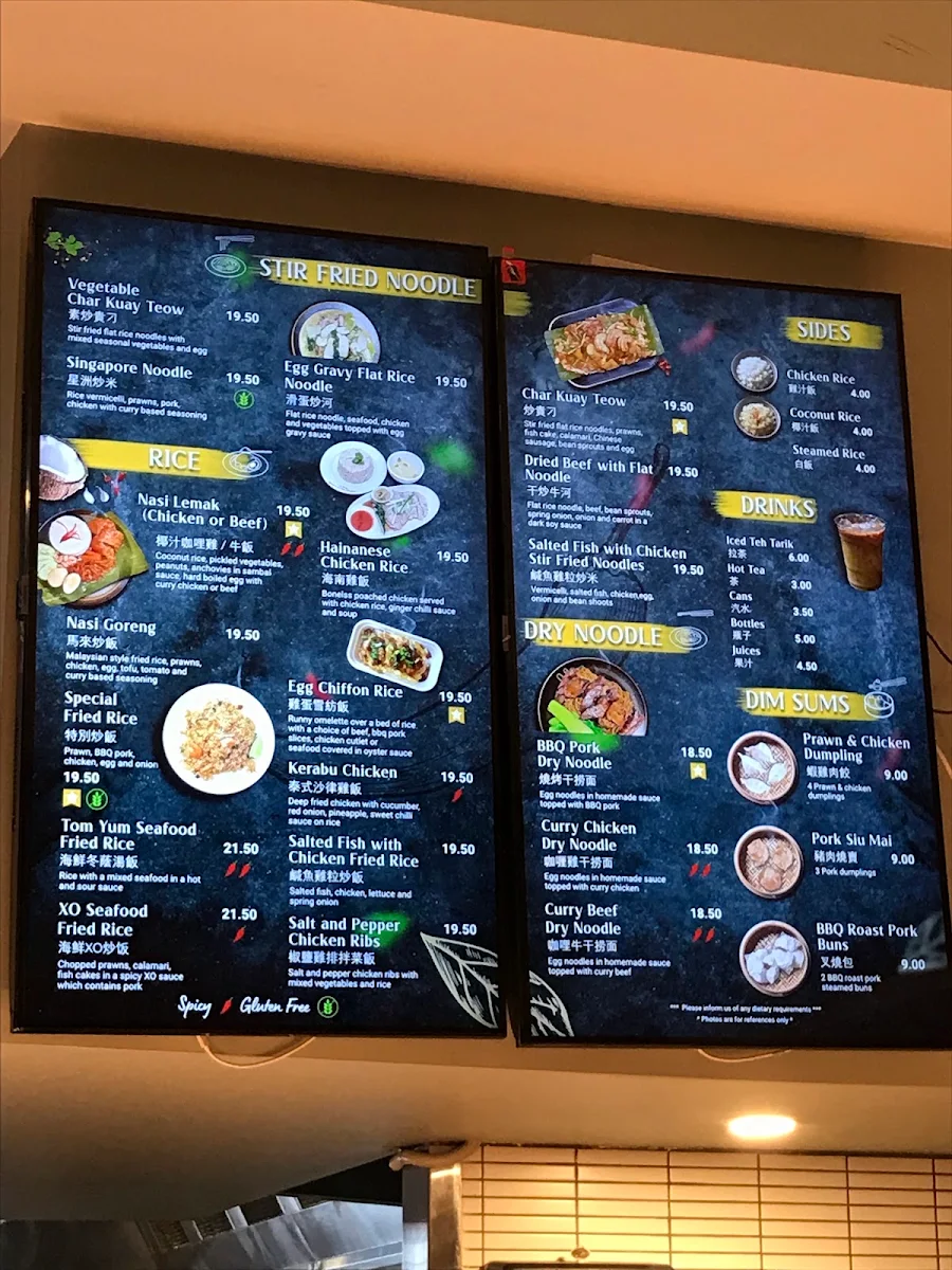 Menu, Canton Malay Cuisine