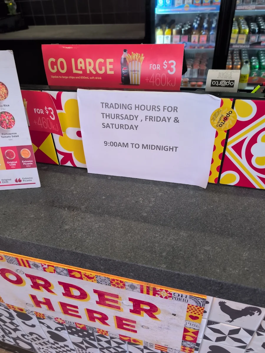 Menu, Oporto Ampol Rouse Hill Drive Through