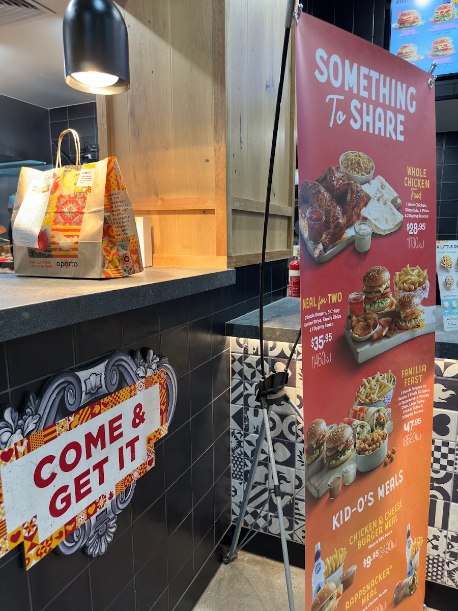 Menu, Oporto Ampol Rouse Hill Drive Through