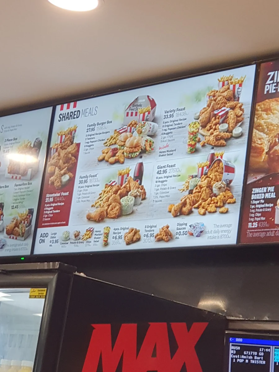 Menu, KFC Fawkner