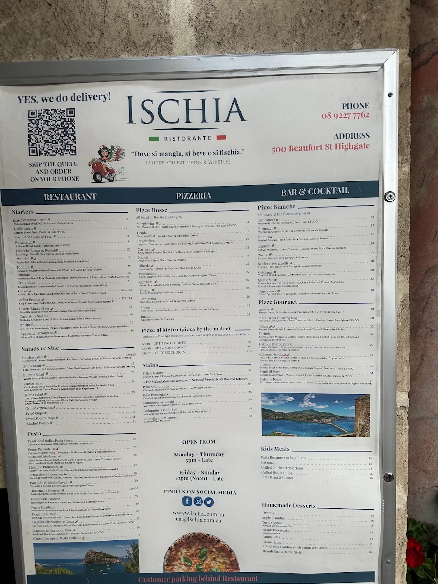 Menu, Ischia on Beaufort