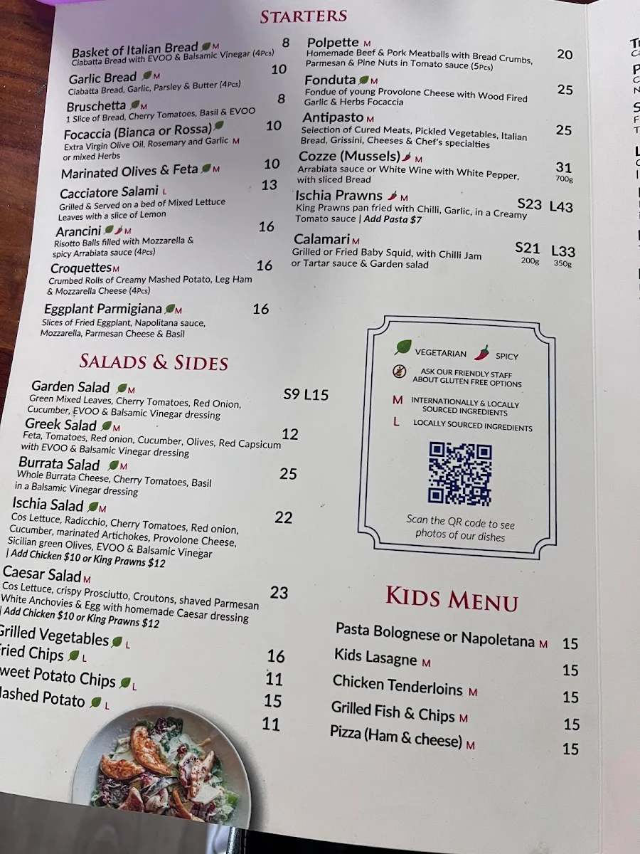 Menu, Ischia on Beaufort