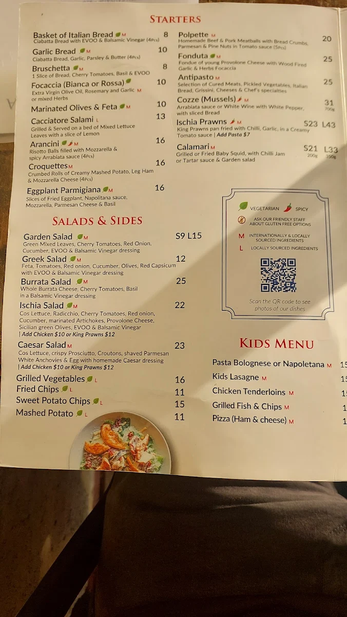 Menu, Ischia on Beaufort