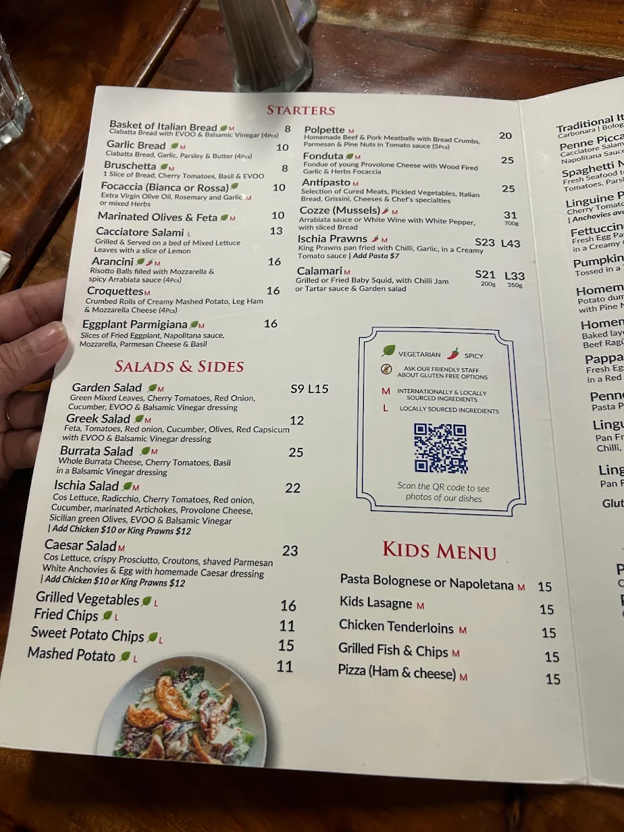 Menu, Ischia on Beaufort