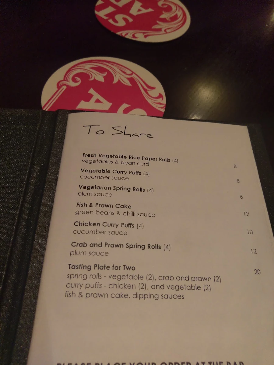 Menu, The Sussex Hotel