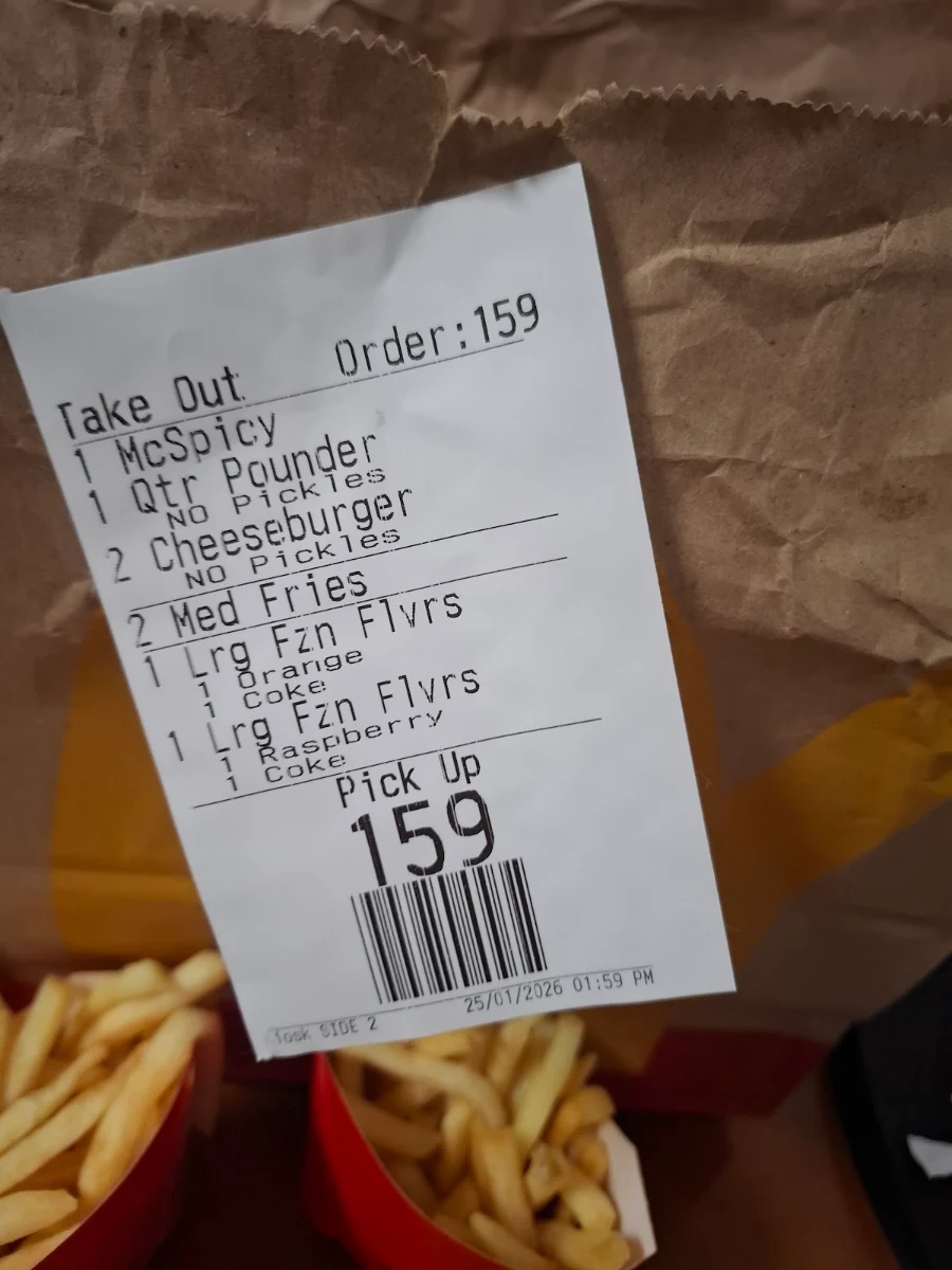 Menu, McDonald's Cambridge Gardens