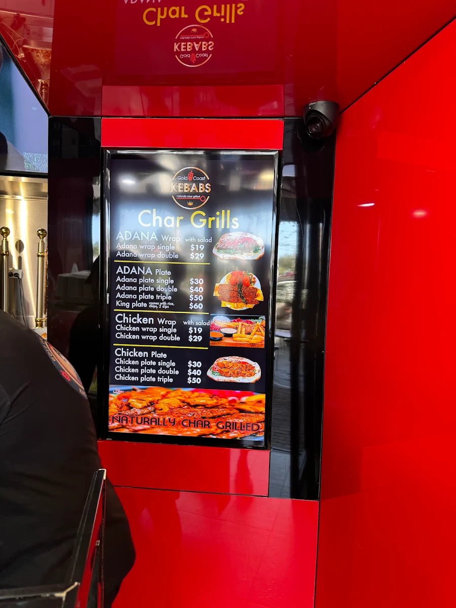 Menu, Gold Coast Kebabs