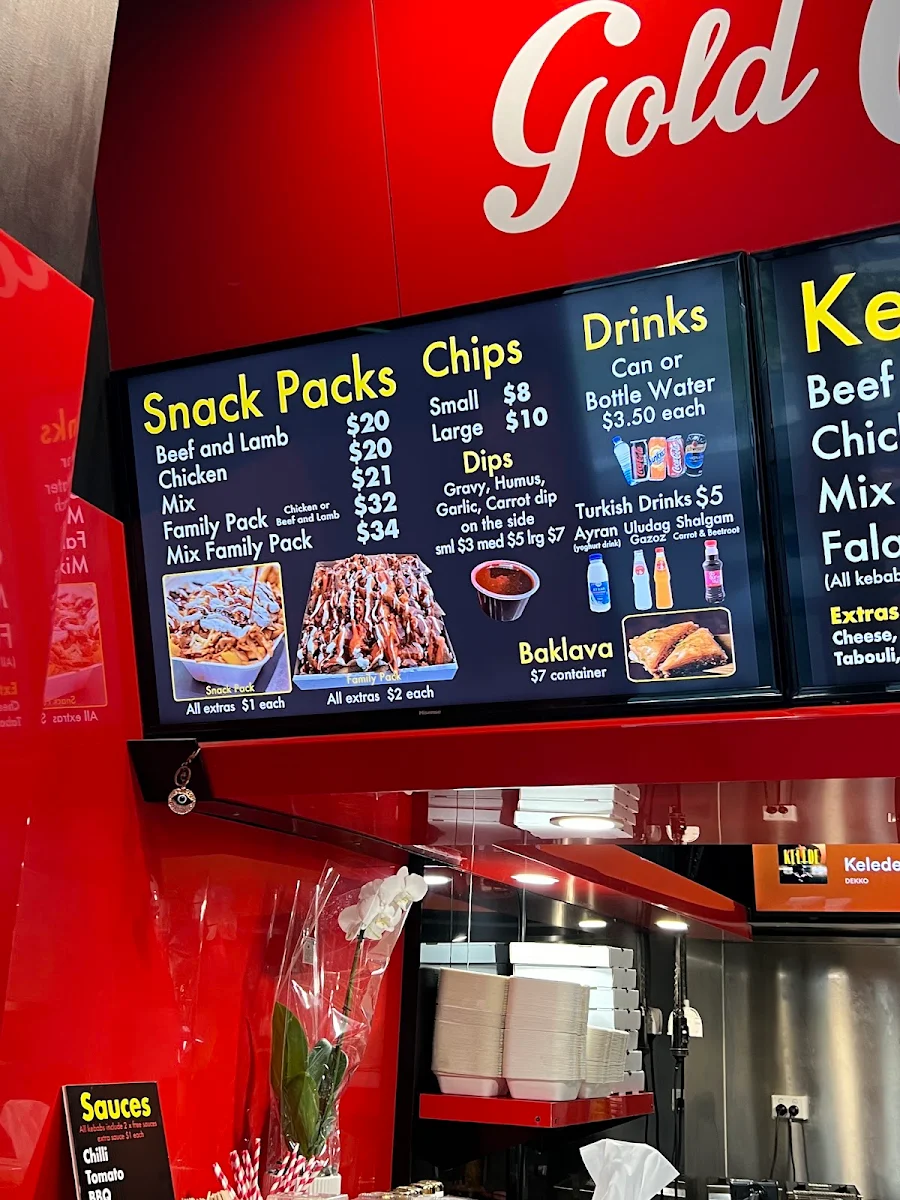 Menu, Gold Coast Kebabs