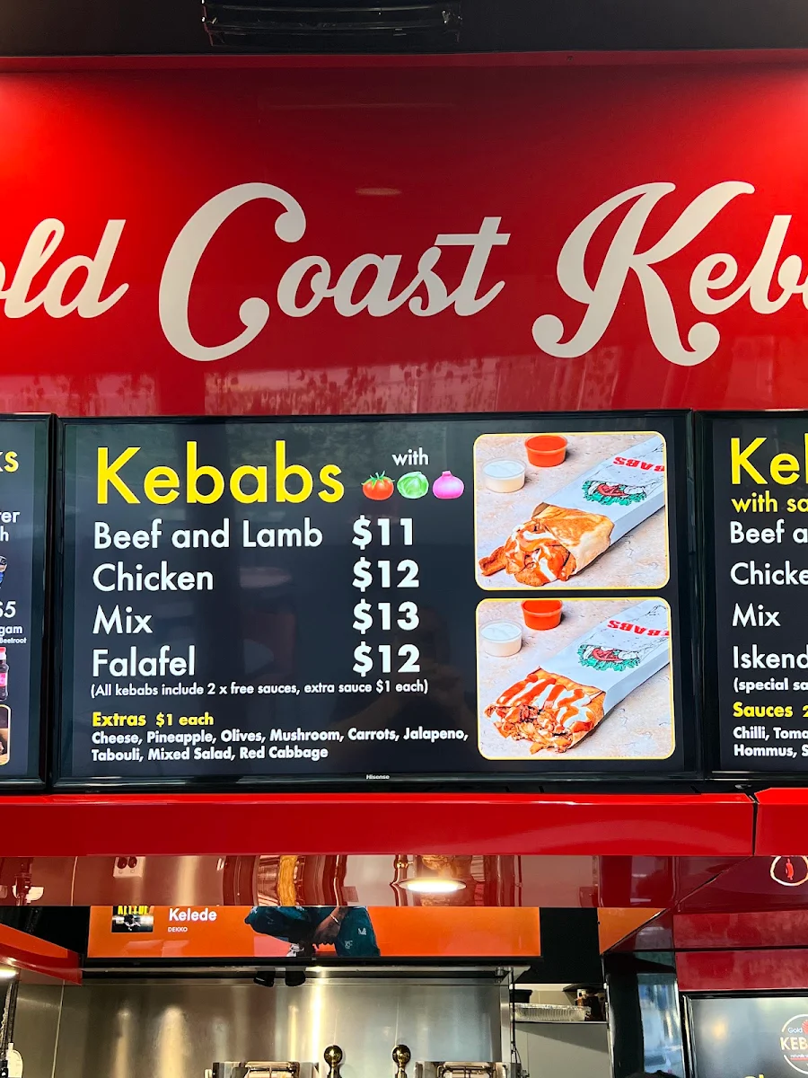 Menu, Gold Coast Kebabs