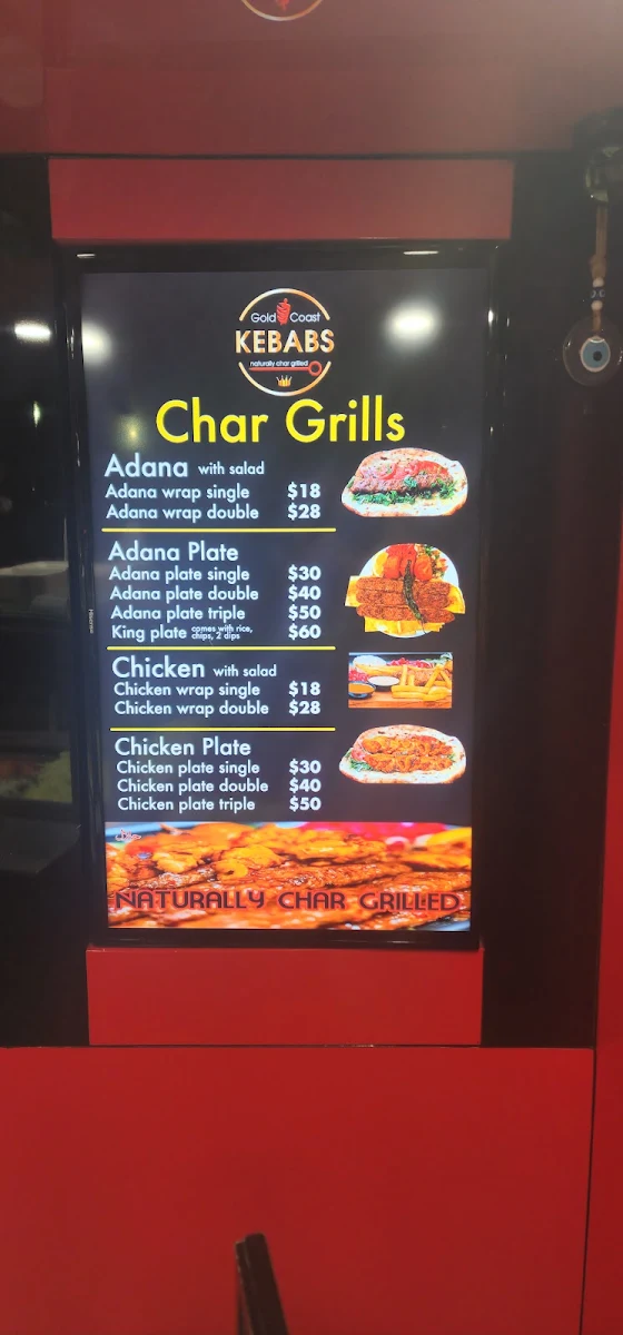 Menu, Gold Coast Kebabs