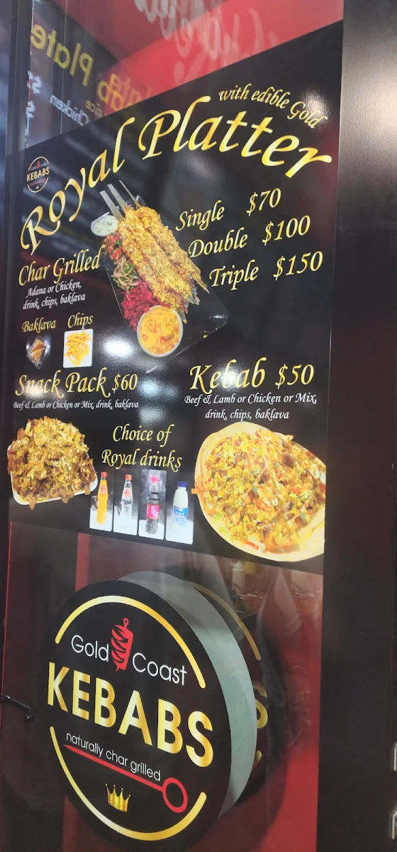 Menu, Gold Coast Kebabs